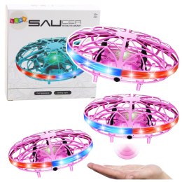 Dron UFO Sterowany Ręką RC Światła LED Różowy LEAN Toys