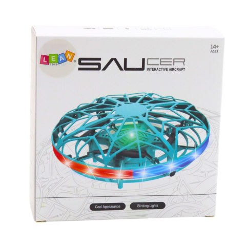 Dron UFO Sterowany Ręką RC Światła LED Turkusowy LEAN Toys Dron UFO Sterowany Ręką RC Światła LED Turkusowy LEAN Toys
