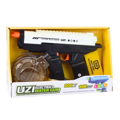 Elektryczny Pistolet Na Wodę Automatyczny 10m Czarno Biały 800ml LEAN Toys Elektryczny Pistolet Na Wodę Automatyczny 10m Czarno Biały 800ml LEAN Toys