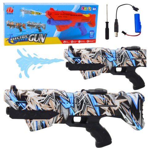 Karabin Na Wodę Elektryczny Automatyczny Graffiti Niebieski Zasięg 10m LEAN Toys