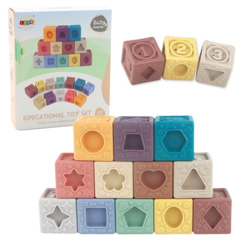 Klocki Miękkie Sensoryczne Edukacyjne Strukturowe Kolorowe 12szt LEAN Toys Klocki Miękkie Sensoryczne Edukacyjne Strukturowe Kolorowe 12szt LEAN Toys
