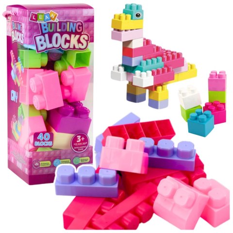 Klocki W Pudełku Duże Budowlane Zestaw Kolorowe 40ele. LEAN Toys