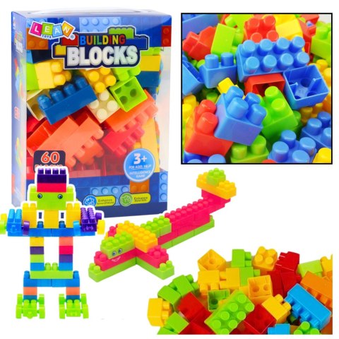 Klocki W Pudełku Edukacyjne Duże Budowlane Zestaw Kolorowe 60 ele. LEAN Toys Klocki W Pudełku Edukacyjne Duże Budowlane Zestaw Kolorowe 60 ele. LEAN Toys