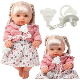 Lalka Bobas Dziewczynka Sukienka Sweterek Smoczek Dźwięki LEAN Toys