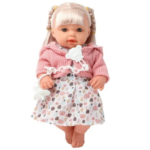 Lalka Bobas Dziewczynka Sukienka Sweterek Smoczek Dźwięki LEAN Toys Lalka Bobas Dziewczynka Sukienka Sweterek Smoczek Dźwięki LEAN Toys