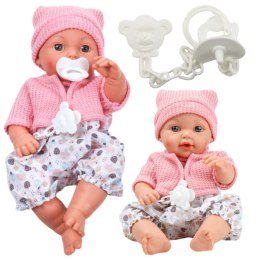 Lalka Bobas Niemowlę Czapka Sweterek Smoczek Dźwięki LEAN Toys