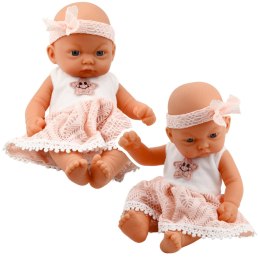 Lalka Bobas Różowa Sukienka Z Koronką i Gwiazdką Opaska LEAN Toys