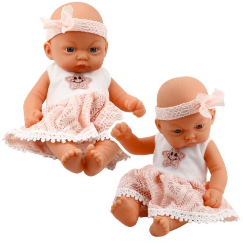 Lalka Bobas Różowa Sukienka Z Koronką i Gwiazdką Opaska LEAN Toys
