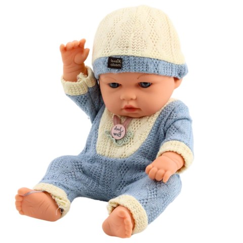 Lalka Bobas W Dzianinowym Niebieskim Ubranku Czapeczka LEAN Toys Lalka Bobas W Dzianinowym Niebieskim Ubranku Czapeczka LEAN Toys