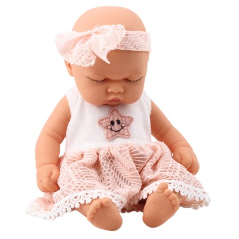 Lalka Śpiący Bobas Różowa Sukienka Z Koronką i Gwiazdką Opaska LEAN Toys Lalka Śpiący Bobas Różowa Sukienka Z Koronką i Gwiazdką Opaska LEAN Toys
