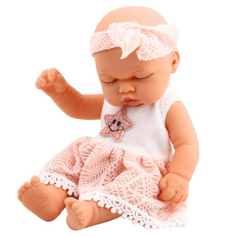 Lalka Śpiący Bobas Różowa Sukienka Z Koronką i Gwiazdką Opaska LEAN Toys Lalka Śpiący Bobas Różowa Sukienka Z Koronką i Gwiazdką Opaska LEAN Toys