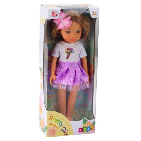 Lalka W Fioletowej Sukience Długie Brązowe Włosy Spinka Kwiat LEAN Toys Lalka W Fioletowej Sukience Długie Brązowe Włosy Spinka Kwiat LEAN Toys
