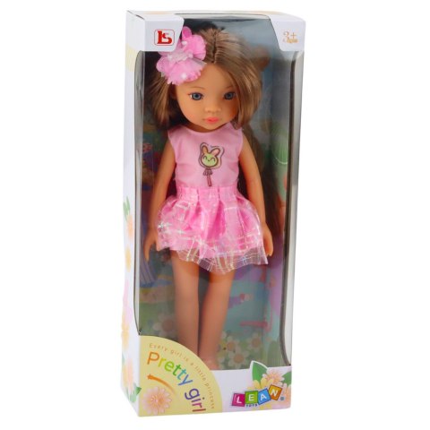 Lalka W Różowej Sukience Długie Brązowe Włosy Spinka Kwiat LEAN Toys Lalka W Różowej Sukience Długie Brązowe Włosy Spinka Kwiat LEAN Toys