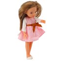 Lalka W Różowej Sukience z Kokardą Długie Brązowe Włosy LEAN Toys
