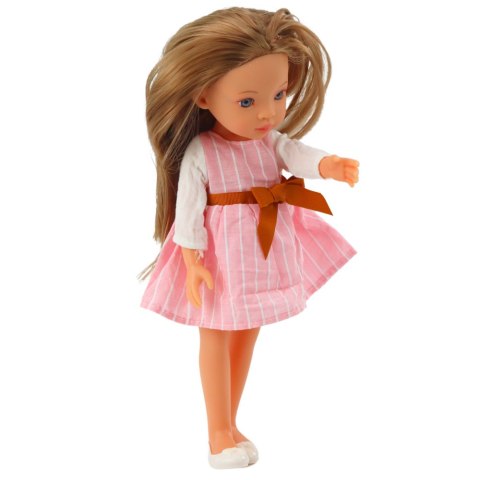 Lalka W Różowej Sukience z Kokardą Długie Brązowe Włosy LEAN Toys Lalka W Różowej Sukience z Kokardą Długie Brązowe Włosy LEAN Toys