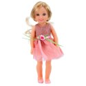 Lalka W Sukience z Kokardką Długie Włosy Różowa Grzebień 38cm LEAN Toys