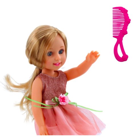 Lalka W Sukience z Kokardką Długie Włosy Różowa Grzebień 38cm LEAN Toys Lalka W Sukience z Kokardką Długie Włosy Różowa Grzebień 38cm LEAN Toys