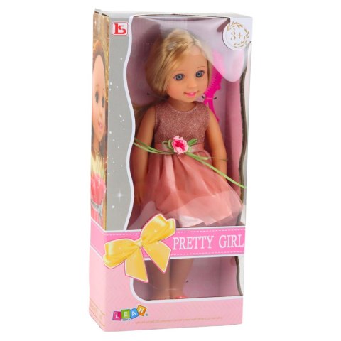 Lalka W Sukience z Kokardką Długie Włosy Różowa Grzebień 38cm LEAN Toys Lalka W Sukience z Kokardką Długie Włosy Różowa Grzebień 38cm LEAN Toys