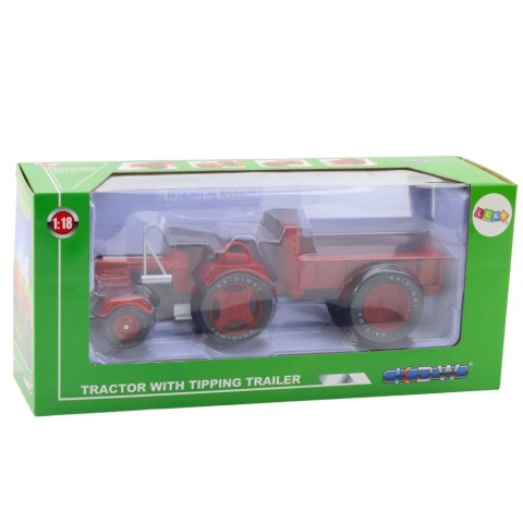 Metalowy Traktor Rolniczy Z Przyczepą Czerwony 1:18 LEAN Toys Metalowy Traktor Rolniczy Z Przyczepą Czerwony 1:18 LEAN Toys