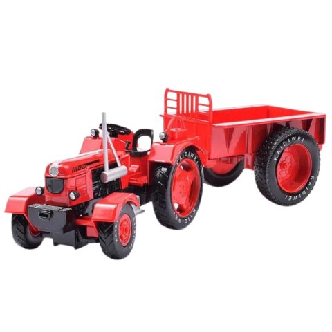 Metalowy Traktor Rolniczy Z Przyczepą Czerwony 1:18 LEAN Toys Metalowy Traktor Rolniczy Z Przyczepą Czerwony 1:18 LEAN Toys