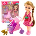 Mini Lalka Z Akcesoriami Wózek Kotki Zestaw Laleczka Różowa LEAN Toys