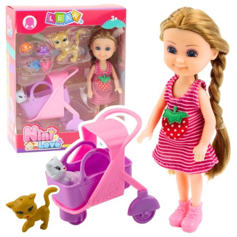 Mini Lalka Z Akcesoriami Wózek Kotki Zestaw Laleczka Różowa LEAN Toys Mini Lalka Z Akcesoriami Wózek Kotki Zestaw Laleczka Różowa LEAN Toys