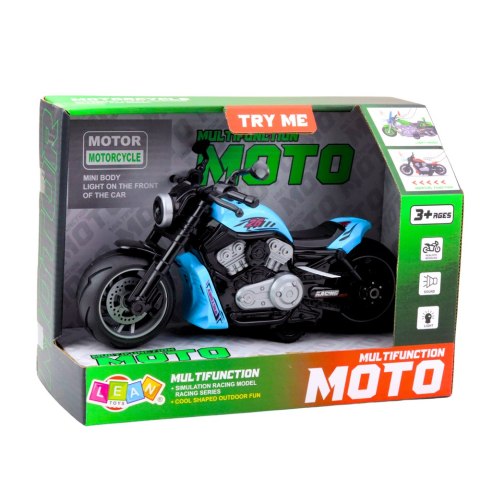 Motocykl Zabawkowy Na Baterie Napęd Światła Dźwięki Niebieski LEAN Toys Motocykl Zabawkowy Na Baterie Napęd Światła Dźwięki Niebieski LEAN Toys