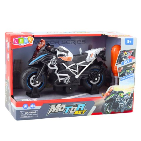 Motor Wyścigowy Do Skręcania Rozkręcania DIY Światła Dźwięki Czarny LEAN Toys Motor Wyścigowy Do Skręcania Rozkręcania DIY Światła Dźwięki Czarny LEAN Toys