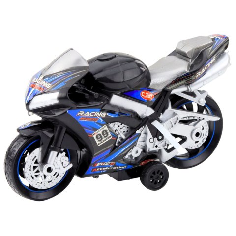 Motor Wyścigowy Ścigacz Napęd Światła Dźwięki Czarno-Niebieski LEAN Toys Motor Wyścigowy Ścigacz Napęd Światła Dźwięki Czarno-Niebieski LEAN Toys