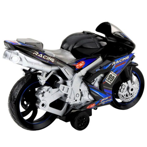 Motor Wyścigowy Ścigacz Napęd Światła Dźwięki Czarno-Niebieski LEAN Toys Motor Wyścigowy Ścigacz Napęd Światła Dźwięki Czarno-Niebieski LEAN Toys