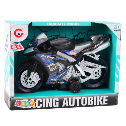 Motor Wyścigowy Ścigacz Napęd Światła Dźwięki Czarno-Niebieski LEAN Toys Motor Wyścigowy Ścigacz Napęd Światła Dźwięki Czarno-Niebieski LEAN Toys