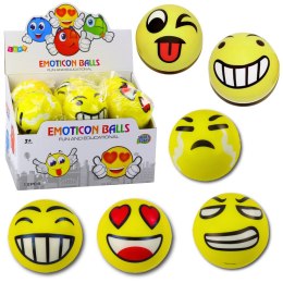 Piłka Do Odbijania Ugniatania Piankowa Piłeczka Emotka Żółta 10cm LEAN TOYS