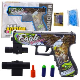 Pistolet Na Kulki Wodne Strzałki Piankowe Laser Nadruk Orzeł LEAN Toys
