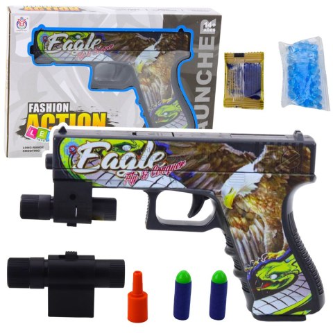 Pistolet Na Kulki Wodne Strzałki Piankowe Laser Nadruk Orzeł LEAN Toys Pistolet Na Kulki Wodne Strzałki Piankowe Laser Nadruk Orzeł LEAN Toys