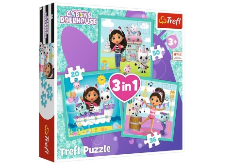 Puzzle - 3w1 - Aktywności Gabbi - Universal Gabbys Dollhouse Trefl 34871 Trefl Puzzle