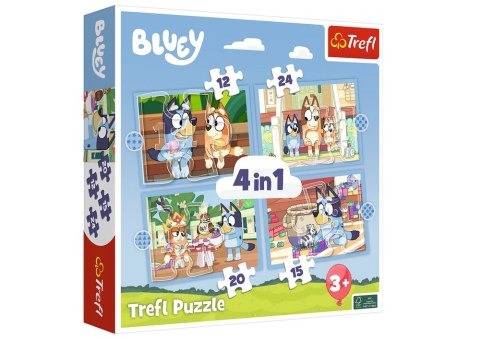 Puzzle - 4w1 (12, 15, 20, 24) - Bluey i jego świat Trefl 34637 Trefl Puzzle Puzzle - 4w1 (12, 15, 20, 24) - Bluey i jego świat Trefl 34637 Trefl Puzzle