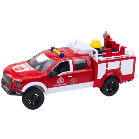 Samochód Strażacki Gaśniczy Woda Światła Dźwięki Biało Czerwony 1:12 LEAN Toys Samochód Strażacki Gaśniczy Woda Światła Dźwięki Biało Czerwony 1:12 LEAN Toys