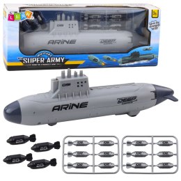 Statek Łódź Podwodna Strzelająca Torpedami Napęd Szara 28cm LEAN Toys