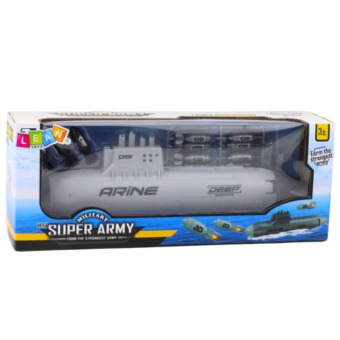 Statek Łódź Podwodna Strzelająca Torpedami Napęd Szara 28cm LEAN Toys Statek Łódź Podwodna Strzelająca Torpedami Napęd Szara 28cm LEAN Toys