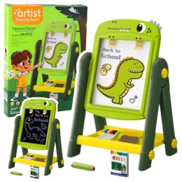 Tablica Dwustronna Magnetyczna Suchościeralna Dinozaur Zielona Akcesoria LEAN Toys