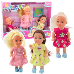 Zestaw 3 Mini Laleczek Przyjęcie Urodzinowe Lalka Urodziny Sukienka 3 Szt. LEAN TOYS