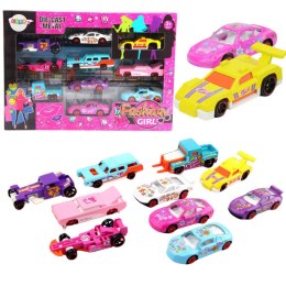 Zestaw Autek Resoraków Dla Dziewczynek Różowe 10szt LEAN Toys