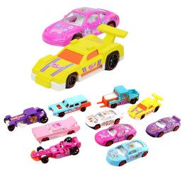 Zestaw Autek Resoraków Dla Dziewczynek Różowe 10szt LEAN Toys