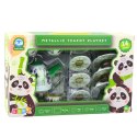 Zestaw Do Herbaty Metalowy Dzbanek Filiżanka Talerzyki Panda Zielony 14el LEAN Toys