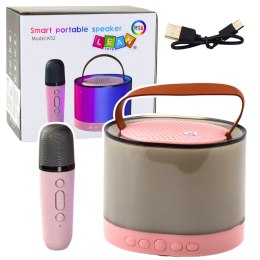 Zestaw Do Karaoke Głośnik Mikrofon Bezprzewodowy K52 RGB Bluetooth Różowy LEAN Toys
