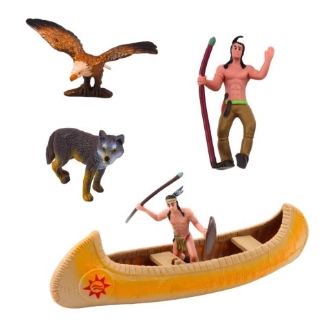 Zestaw Indiański Figurki Wioska Indianie Namiot Tipi KajakTotem LEAN Toys Zestaw Indiański Figurki Wioska Indianie Namiot Tipi KajakTotem LEAN Toys