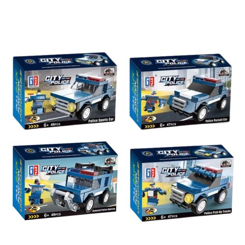 Zestaw Klocki Konstrukcyjne Policja Pojazdy Napęd Frykcyjny LEAN TOYS Zestaw Klocki Konstrukcyjne Policja Pojazdy Napęd Frykcyjny LEAN TOYS