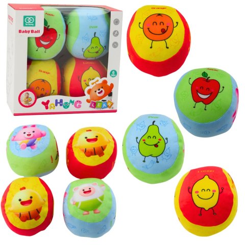 Zestaw Miękkich Piłeczek Dla Malucha Owoce Kolorowe 4szt LEAN Toys Zestaw Miękkich Piłeczek Dla Malucha Owoce Kolorowe 4szt LEAN Toys