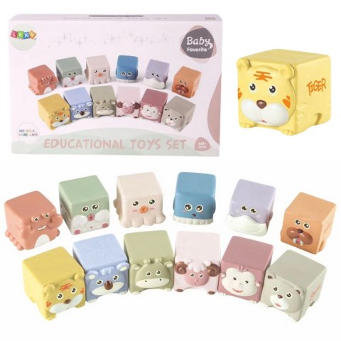 Zestaw Miękkie Klocki Sensoryczne Edukacyjne Zwierzątka 12szt LEAN Toys Zestaw Miękkie Klocki Sensoryczne Edukacyjne Zwierzątka 12szt LEAN Toys