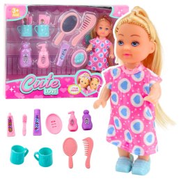 Zestaw Mini Laleczka Akcesoria Do Pielęgnacji Różowa Sukienka LEAN TOYS